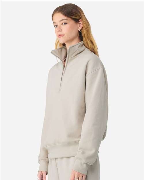 BELLA + CANVAS 4740 Unisex 10 oz Quarter-Zip Pullover Sweatshirt - Dust - model side