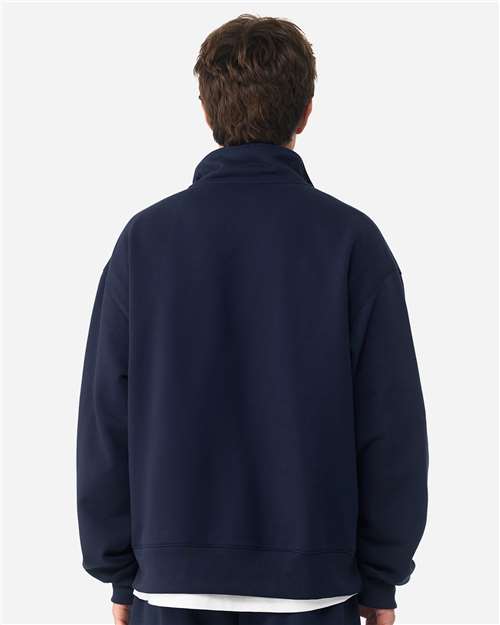 BELLA + CANVAS 4740 Unisex 10 oz Quarter-Zip Pullover Sweatshirt - Navy - model back