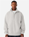 BELLA + CANVAS 4740 Unisex 10 oz Quarter-Zip Pullover Sweatshirt - Vintage Heather Grey - model front