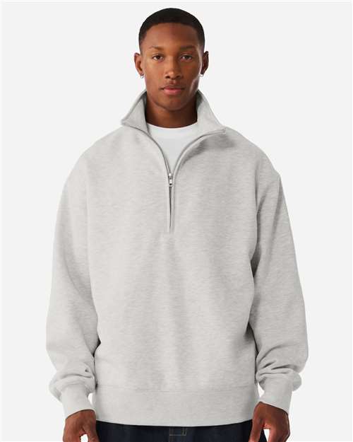 BELLA + CANVAS 4740 Unisex 10 oz Quarter-Zip Pullover Sweatshirt - Vintage Heather Grey - model front