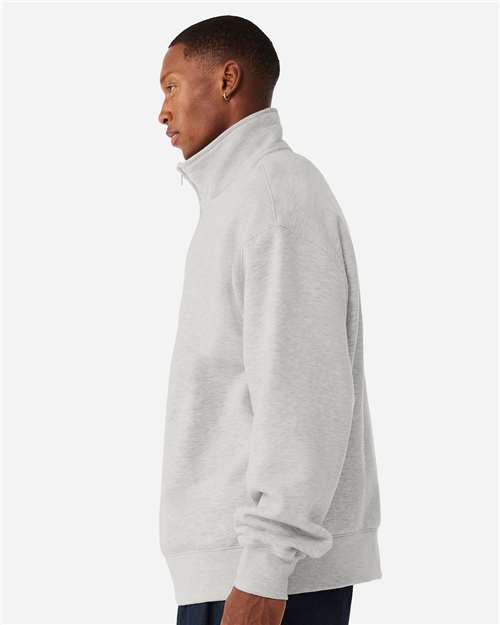 BELLA + CANVAS 4740 Unisex 10 oz Quarter-Zip Pullover Sweatshirt - Vintage Heather Grey - model side