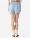 BELLA + CANVAS 6824GD Women's Garment-Dyed Shorts - Light Washed Denim - model back