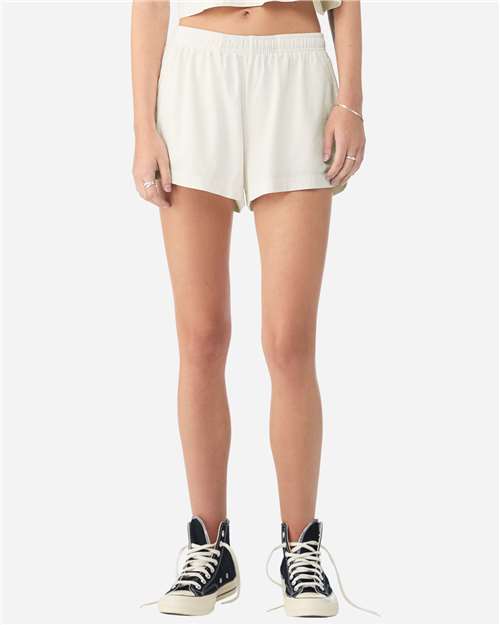BELLA + CANVAS 6824GD Women's Garment-Dyed Shorts - Vintage White - model front