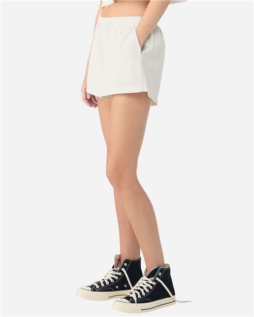 BELLA + CANVAS 6824GD Women's Garment-Dyed Shorts - Vintage White - model side
