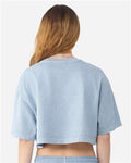 BELLA + CANVAS 6882GD Women's Garment-Dyed Cropped Tee - Light Washed Denim - model back