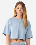 BELLA + CANVAS 6882GD Women's Garment-Dyed Cropped Tee - Light Washed Denim - model front
