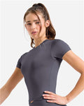 TriDri TD653 Women's Luxe Fitted Tee - Charcoal - model side