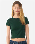 BELLA + CANVAS 1010 Women's Micro Rib Baby Tee - Solid Forest Blend - model front