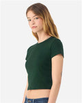 BELLA + CANVAS 1010 Women's Micro Rib Baby Tee - Solid Forest Blend - model side