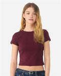 BELLA + CANVAS 1010 Women's Micro Rib Baby Tee - Solid Maroon Blend - model front