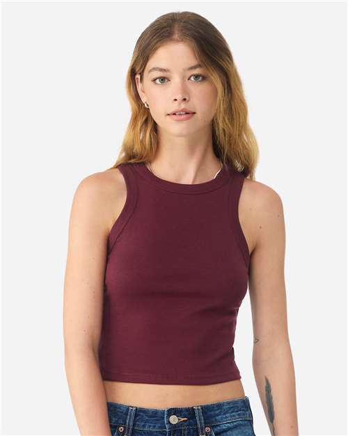 BELLA + CANVAS 1019 Women's Micro Rib Racer Tank - Solid Maroon Blend - model front