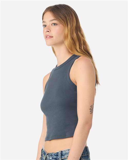 BELLA + CANVAS 1019 Women's Micro Rib Racer Tank - Solid Vintage Navy Blend - model side