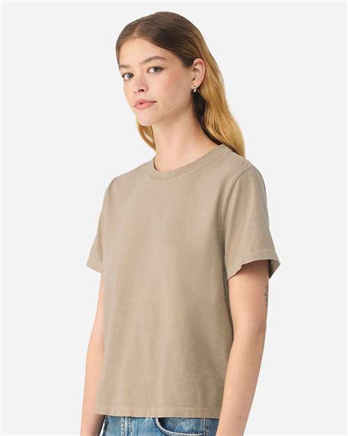 BELLA + CANVAS 6110GD Women's Garment-Dyed Tee - Khaki - model side