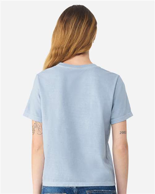 BELLA + CANVAS 6110GD Women's Garment-Dyed Tee - Light Washed Denim - model back