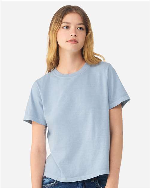 BELLA + CANVAS 6110GD Women's Garment-Dyed Tee - Light Washed Denim - model front