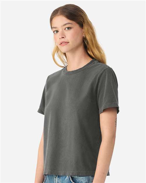 BELLA + CANVAS 6110GD Women's Garment-Dyed Tee - Washed Charcoal - model side