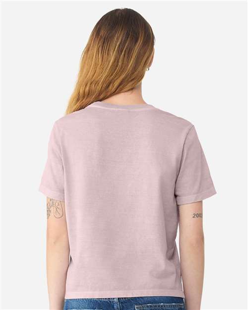 BELLA + CANVAS 6110GD Women's Garment-Dyed Tee - Washed Lavender - model back