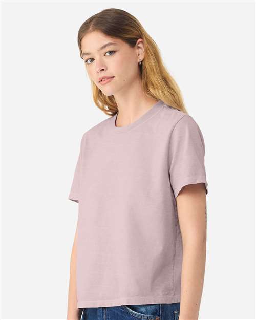 BELLA + CANVAS 6110GD Women's Garment-Dyed Tee - Washed Lavender - model side