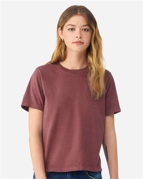 BELLA + CANVAS 6110GD Women's Garment-Dyed Tee - Washed Maroon - model front