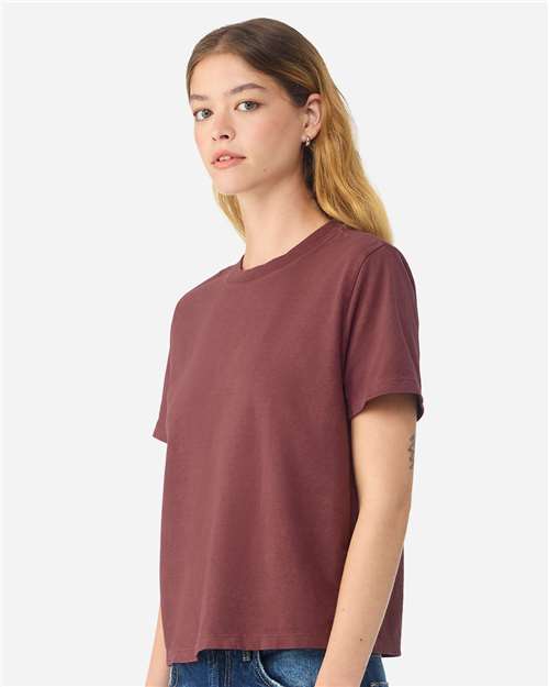 BELLA + CANVAS 6110GD Women's Garment-Dyed Tee - Washed Maroon - model side