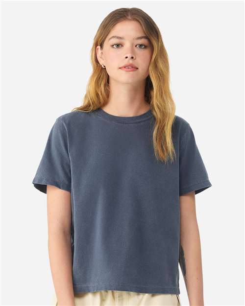 BELLA + CANVAS 6110GD Women's Garment-Dyed Tee - Washed Navy - model front