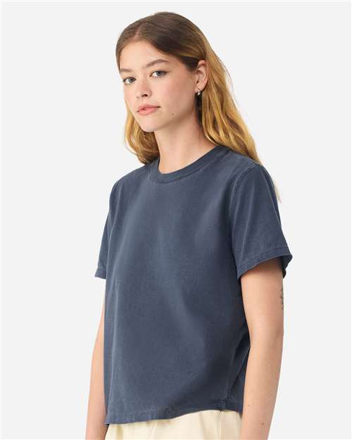 BELLA + CANVAS 6110GD Women's Garment-Dyed Tee - Washed Navy - model side