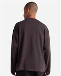 Shaka Wear SHMOL Unisex Max Heavyweight Oversized Long Sleeve T-Shirt - Off Black - model back