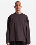 Shaka Wear SHMOL Unisex Max Heavyweight Oversized Long Sleeve T-Shirt - Off Black - model front