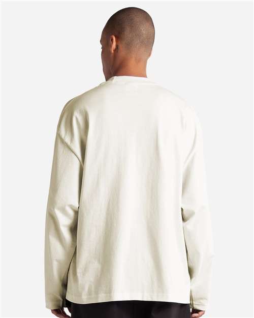 Shaka Wear SHMOL Unisex Max Heavyweight Oversized Long Sleeve T-Shirt - Off white - model back