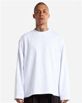 Shaka Wear SHMOL Unisex Max Heavyweight Oversized Long Sleeve T-Shirt - White - model front