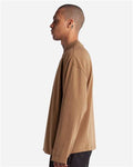 Shaka Wear SHMOL Unisex Max Heavyweight Oversized Long Sleeve T-Shirt - Latte - model side