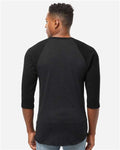 Tultex 245 Unisex Fine Jersey Raglan T-Shirt - Heather Black/ Black - model back