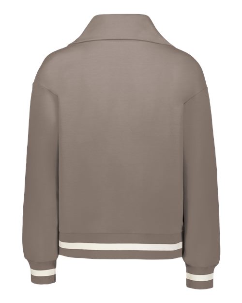 Holloway 223782 Women's Heritage Prep Quarter-Zip Pullover - Mink/ Vanilla - back