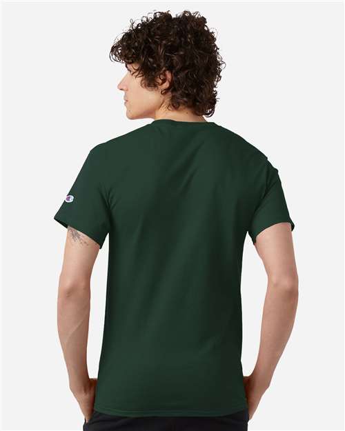 Champion CH1000 Jersey T-Shirt - Dark Green - model back