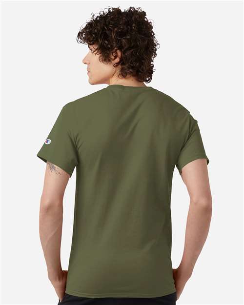 Champion CH1000 Jersey T-Shirt - Fresh Olive - model back