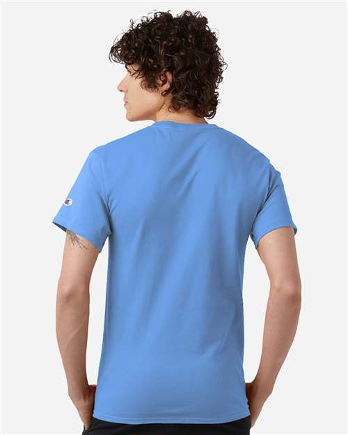 Champion CH1000 Jersey T-Shirt - Light Blue - model back