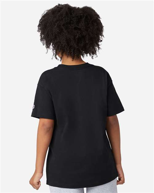 Champion CH1081 Youth Jersey T-Shirt - Black - model back