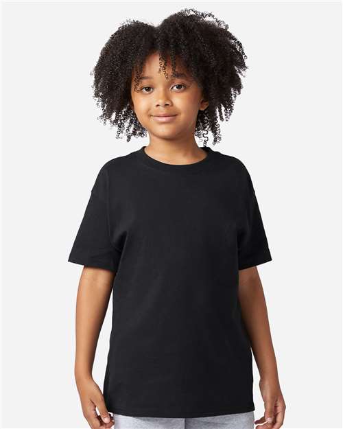 Champion CH1081 Youth Jersey T-Shirt - Black - model front