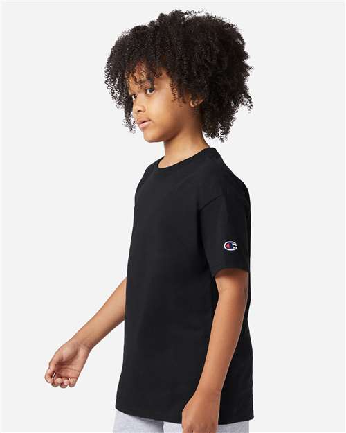 Champion CH1081 Youth Jersey T-Shirt - Black - model side