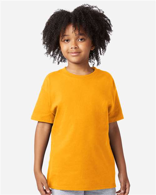 Champion CH1081 Youth Jersey T-Shirt - C. Gold - model front