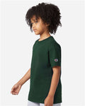 Champion CH1081 Youth Jersey T-Shirt - Dark Green - model side