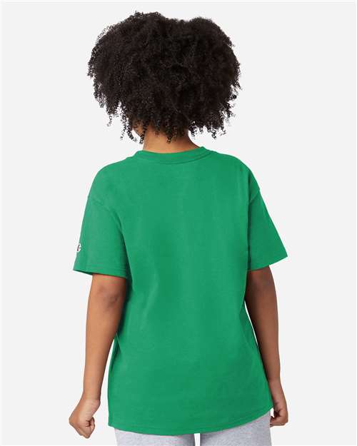 Champion CH1081 Youth Jersey T-Shirt - Kelly Green - model back