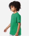 Champion CH1081 Youth Jersey T-Shirt - Kelly Green - model side