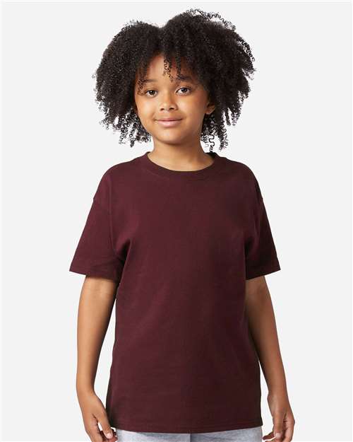 Champion CH1081 Youth Jersey T-Shirt - Maroon - model front