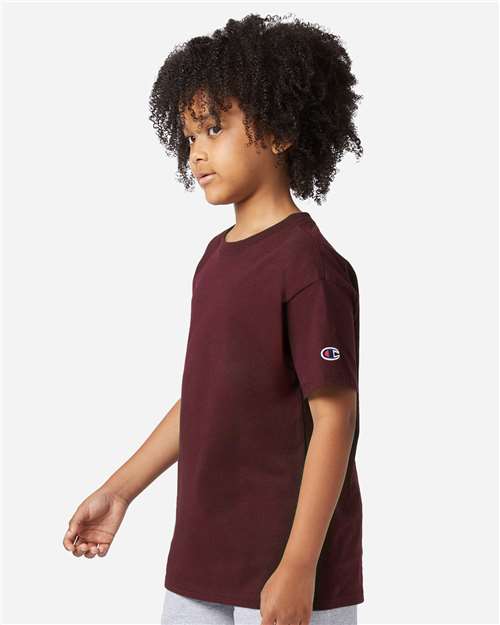 Champion CH1081 Youth Jersey T-Shirt - Maroon - model side