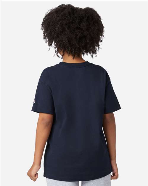 Champion CH1081 Youth Jersey T-Shirt - Navy - model back