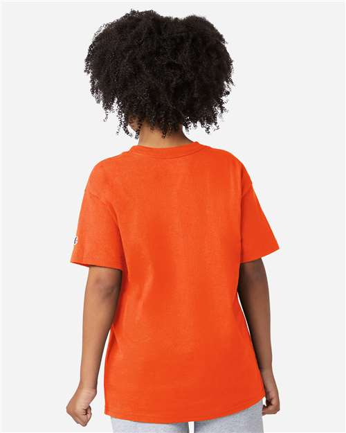 Champion CH1081 Youth Jersey T-Shirt - Orange - model back