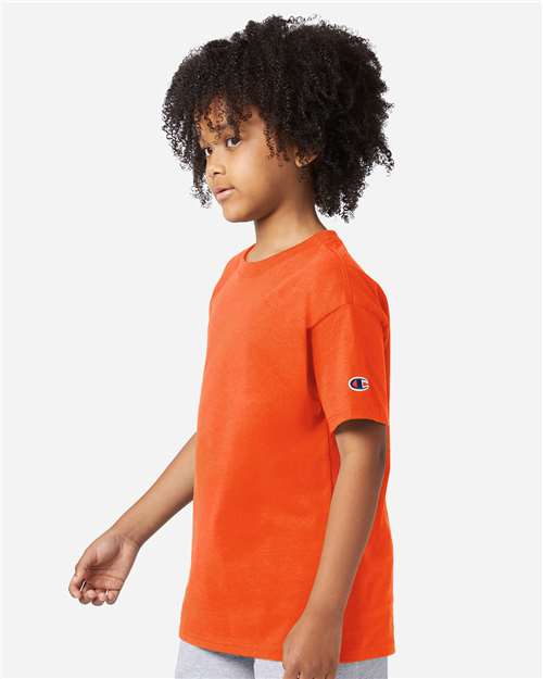 Champion CH1081 Youth Jersey T-Shirt - Orange - model side