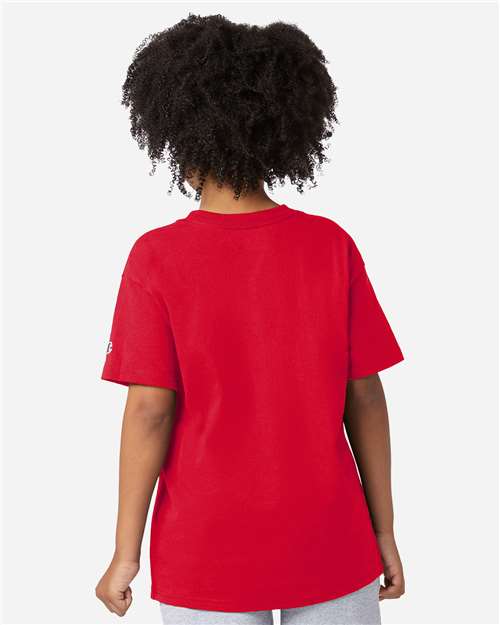 Champion CH1081 Youth Jersey T-Shirt - Red - model back