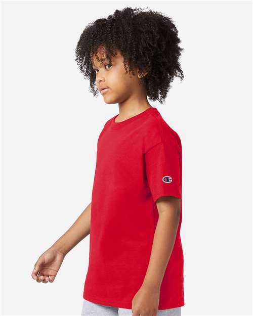 Champion CH1081 Youth Jersey T-Shirt - Red - model side